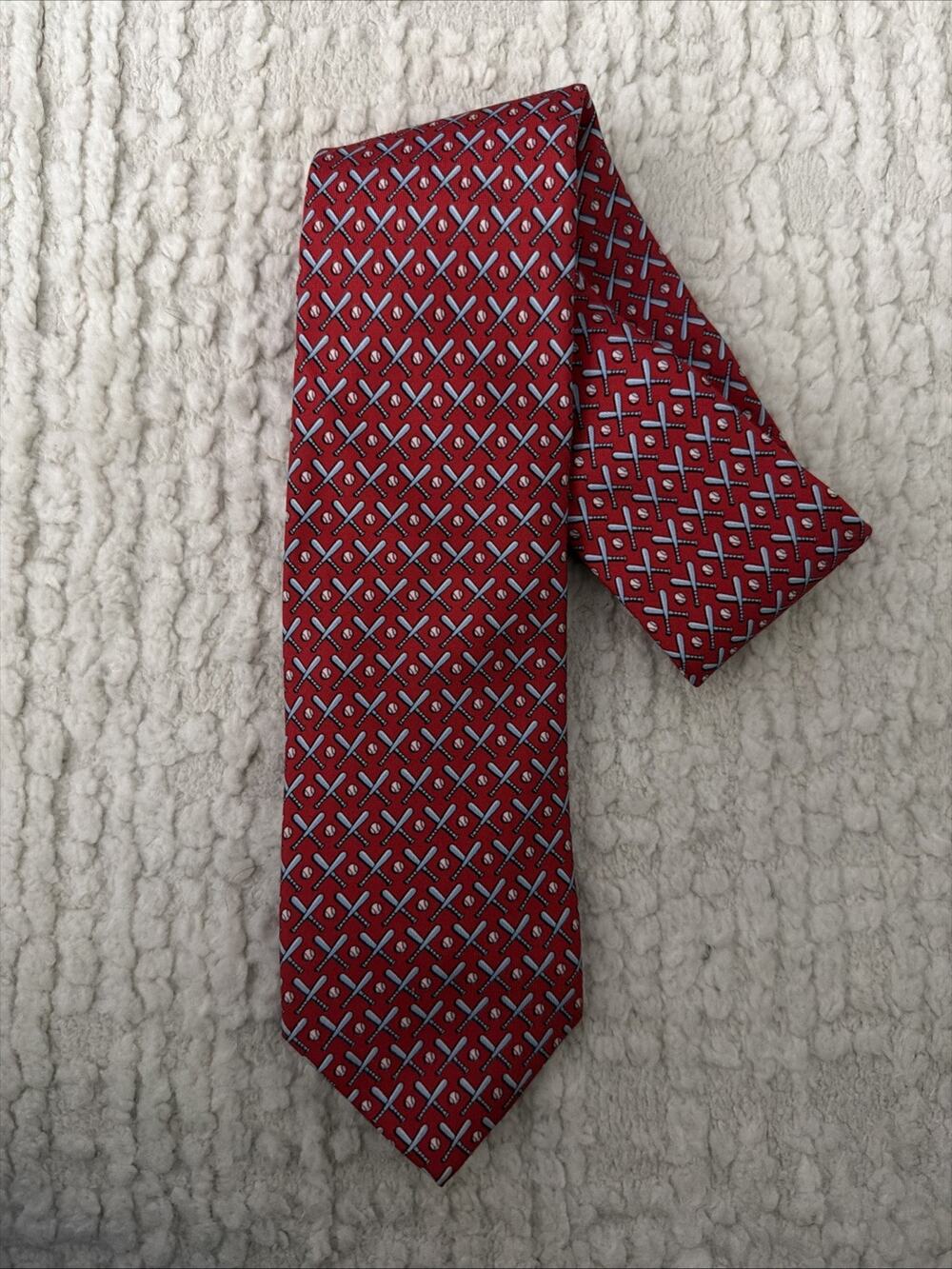 Vineyard Vines Red/Blue Baseball Themed Silk Tie